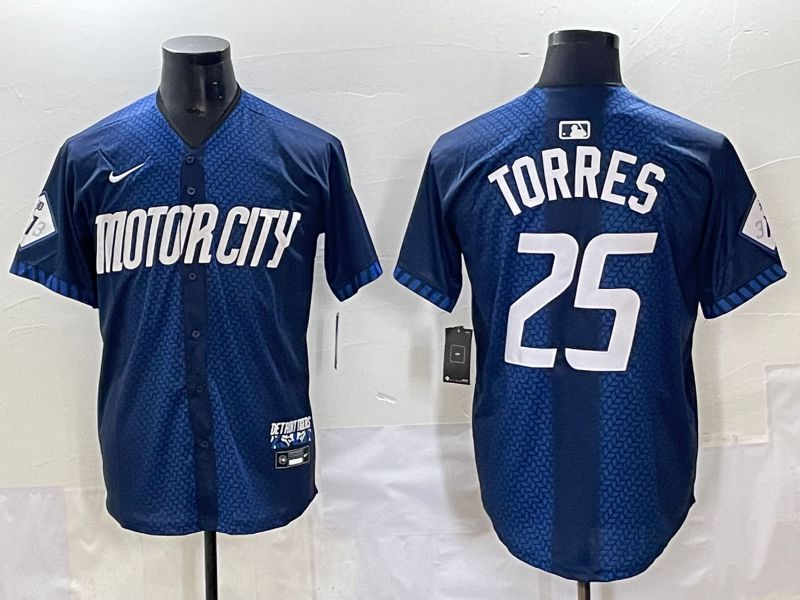 Men 2025 Detroit Tigers #25 Torres Blue Nike MLB Jersey style 7151